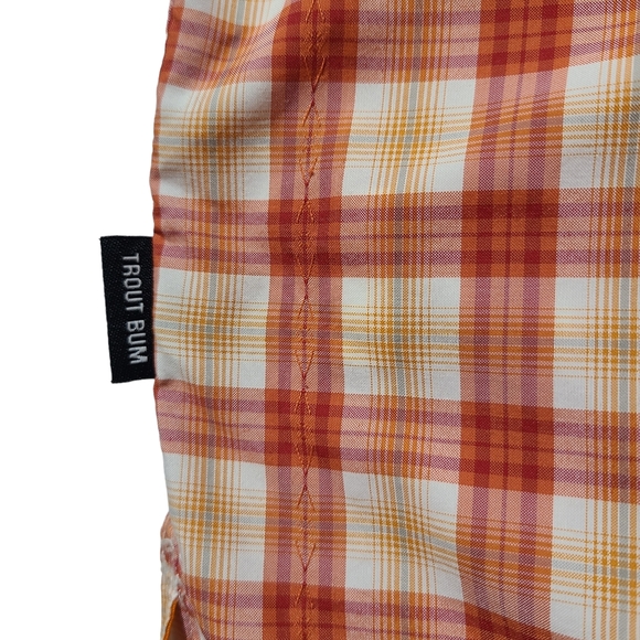 Orvis Trout Bum Shirt Men's Large Plaid Short Sleeve Cotton Button Down *Flaw* - Picture 4 of 9